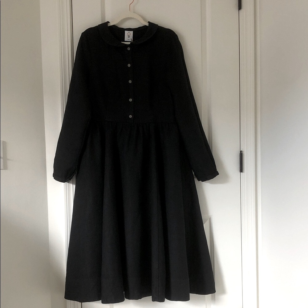 NEW Son de Flor Classic Dress with Long Sleeve in Herringbone Linen